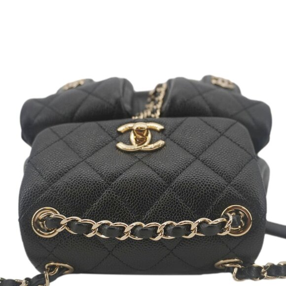 Chanel  Duma Pockets Small Quilted Caviar Leather Drawstring Backpack Black - Picture 5 of 14